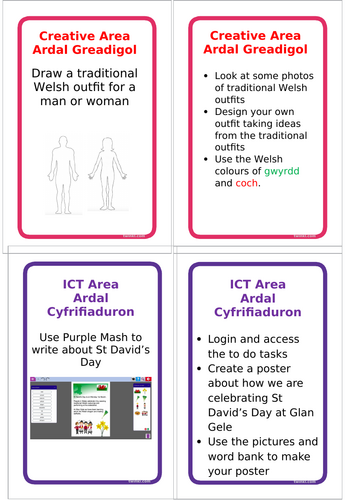 St Davids Day - Year 1/2 Provision Areas