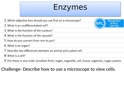 Topic B2 Catalysts and enzymes-AQA combined science trilogy/separate biology