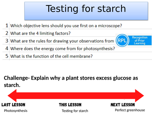 Topic B4 Testing a leaf for starch- AQA combined science trilogy/separate biology