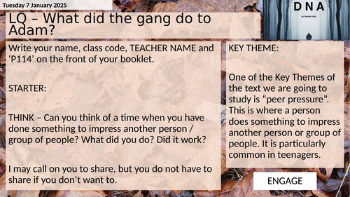 KS3 DNA Scheme of Work (Adult Language, recommended for Year 9 and above)