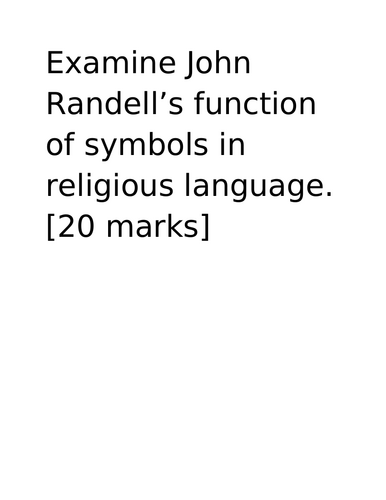 A-Level RS: Symbolic Religious Language - 20 Mark Essay - Eduqas Philosophy