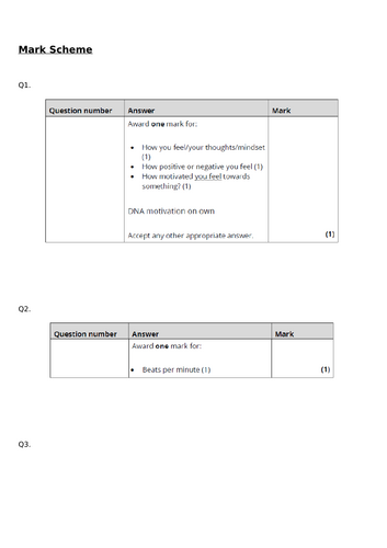 BTEC Tech Award - Sport (2022) Past Paper Questions