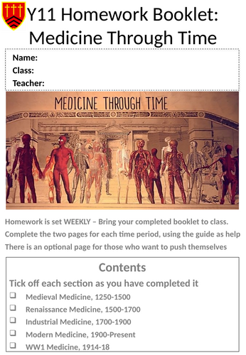 GCSE History - Medicine Homework Booklet