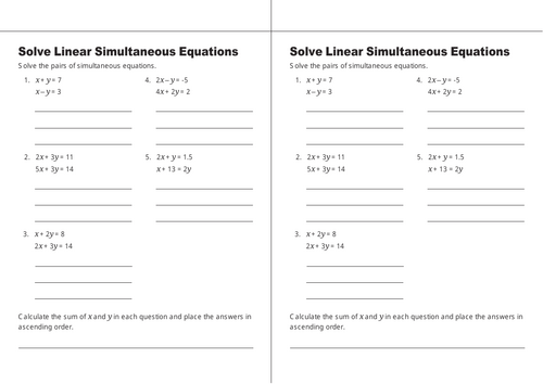 GCSE MATH Solve Linear Simultaneous Equations