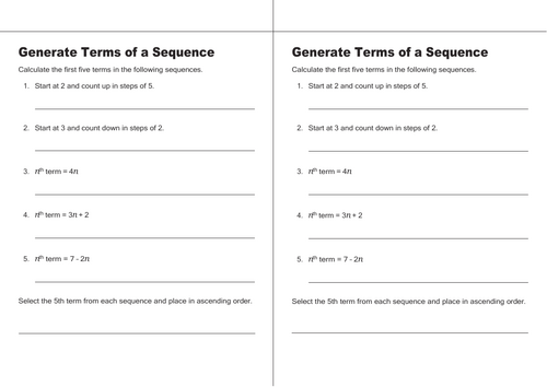 GCSE MATH  Generate Terms of a Sequence