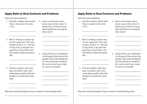 GCSE MATH  Apply Ratio to Real Contexts and Problems