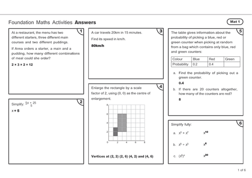 GCSE Maths Foundation and Higher Revision Activity Mats - KS4 Maths