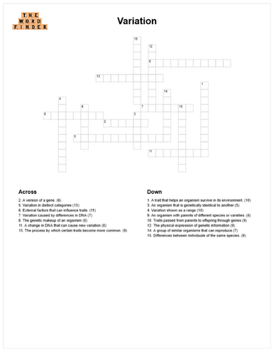 Key stage 3 inheritance and genetics crossword bundle