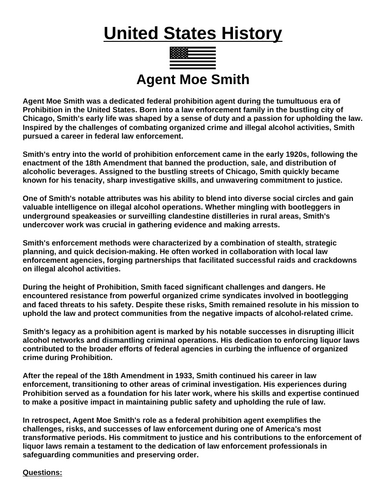 Agent Moe Smith Article & Questions Assignment