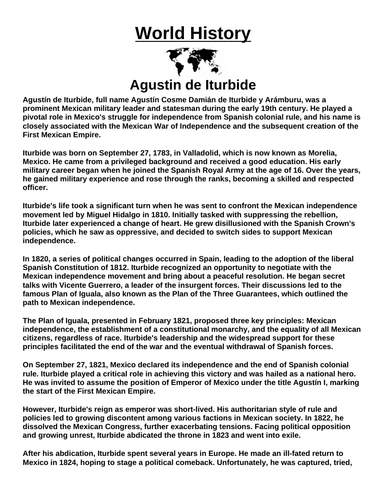 Agustin de Iturbide Article & Questions Assignment