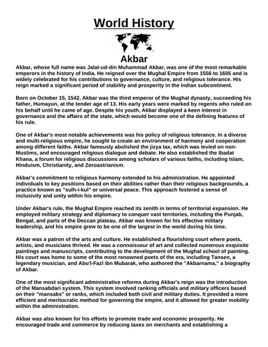 Akbar Article & Questions Assignment