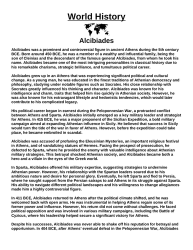 Alcibiades Article & Questions Assignment