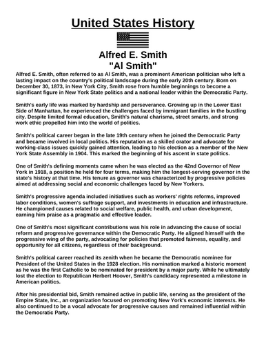 Alfred E. Smith Article & Questions Assignment
