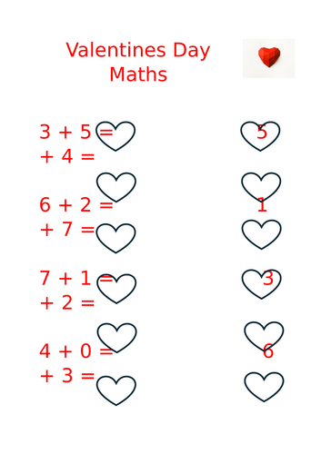 KS1 Valentines Day Maths worksheet