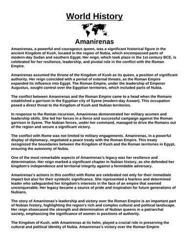 Amanirenas “Article & Questions” Assignment