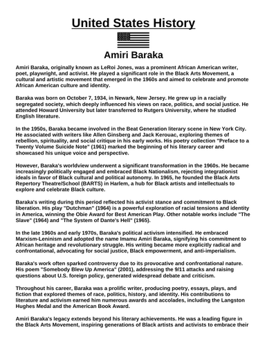 Amiri Baraka “Article & Questions” Assignment