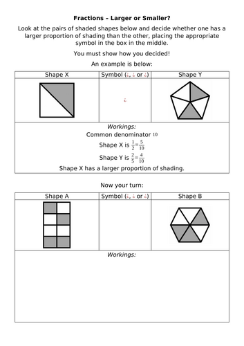 Fractions - Larger or Smaller