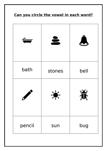 Circle the vowel worksheet