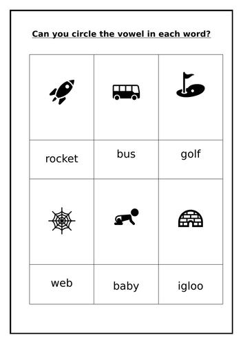 Circle the vowel worksheet