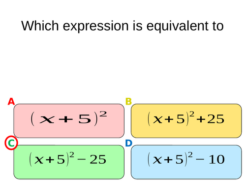 Quiz on Completing the Square