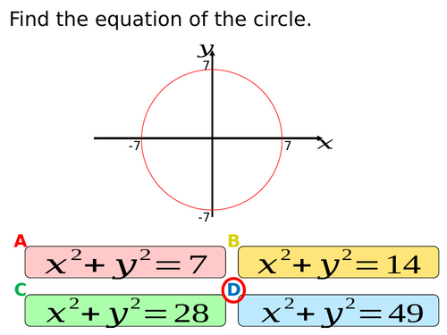 Quiz on Equations of Circles