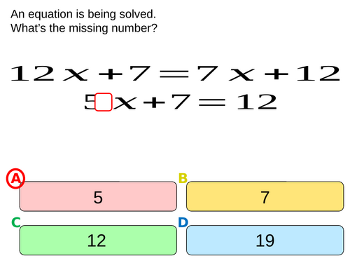 Quiz on equations with the unknown on both sides