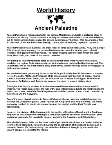 Ancient Palestine “Article & Questions” Assignment