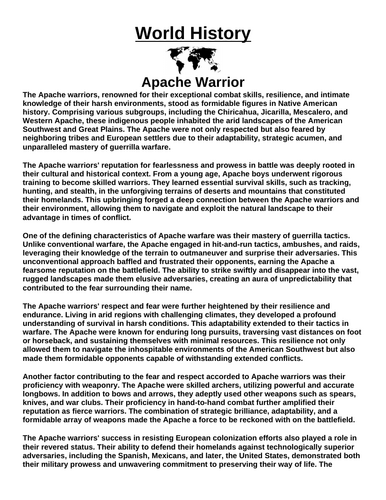 Apache Warrior “Article & Questions” Assignment