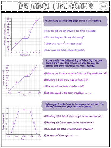 Distance Time Graph Worksheet KS3