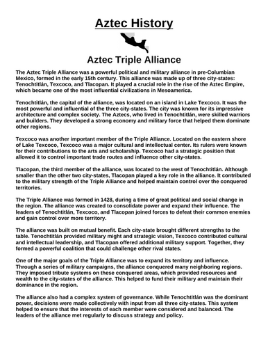 Aztec Triple Alliance  “Article & Questions” Assignment