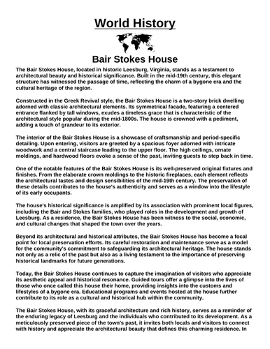 Bair Stokes House “Article & Questions” Assignment