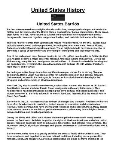 United States Barrios “Article & Questions” Assignment