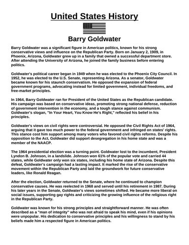 Barry Goldwater “Article & Questions” Assignment