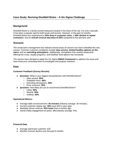 Six Sigma Framework Activity