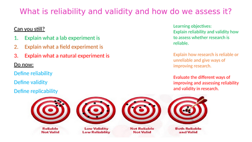 What is reliability and validity - Research Methods - Psychology A-Level