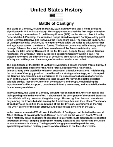 Battle of Cantigny “Article & Questions” Assignment