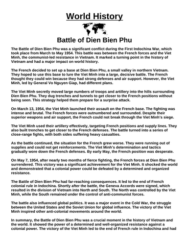 Battle of Dien Bien Phu “Article & Questions” Assignment