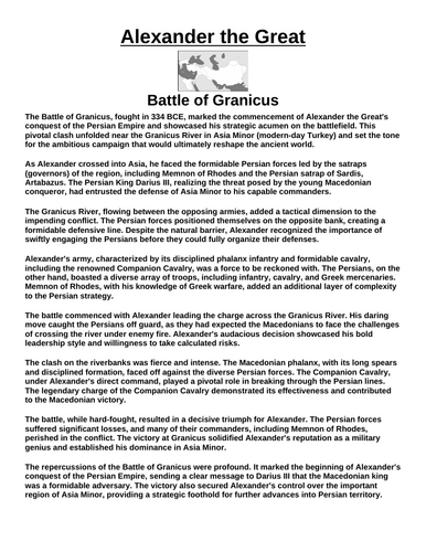 Battle of Granicus “Article & Questions” Assignment