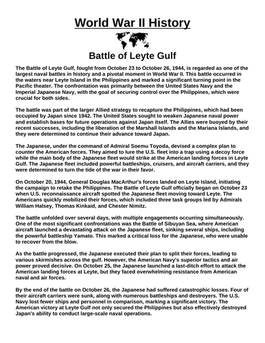 Battle of Leyte Gulf  “Article & Questions” Assignment