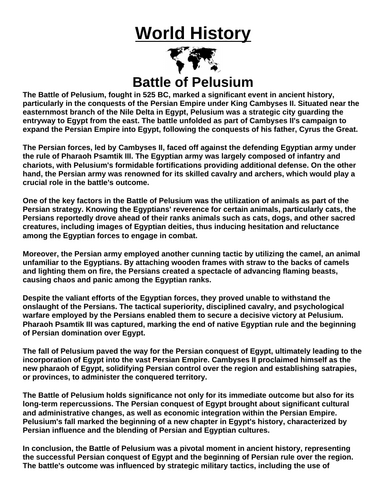 Battle of Pelusium “Article & Questions” Assignment