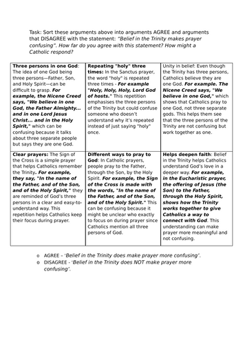 Y7: KS3 CATHOLIC RED: Galilee to Jerusalem - How does the Trinity feature in Catholic worship?