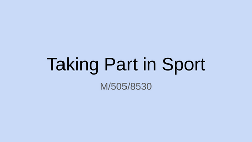 NCFE in Sport - Taking part in sport PowerPoint