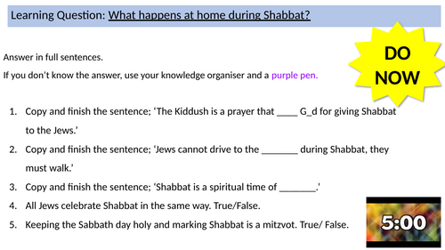 10.6 Shabbat in the Home AQA B Judaism Practices