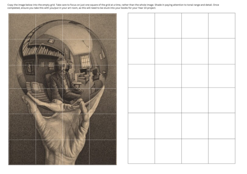 MC Escher grid drawing