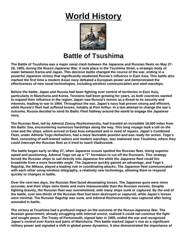 Battle of Tsushima “Article & Questions” Assignment