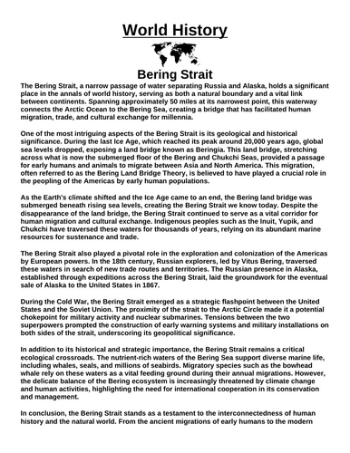 Bering Strait “Article & Questions” Assignment