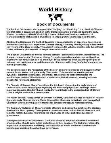 Book of Documents “Article & Questions” Assignment