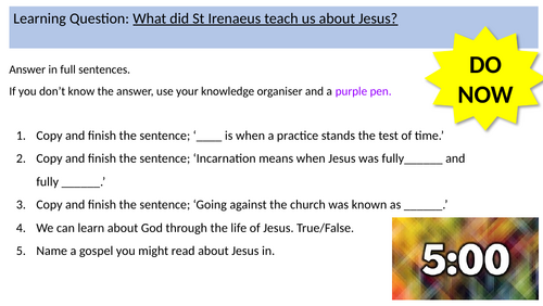 2.9 Tradition and St Irenaeus' writings about Jesus AQA B Catholic Christianity