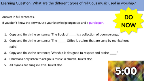 3.2 Music in Liturgy AQA B Catholic Christianity