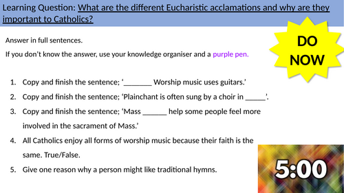 3.3 Acclamations used in the Mass AQA B Catholic Christianity ...